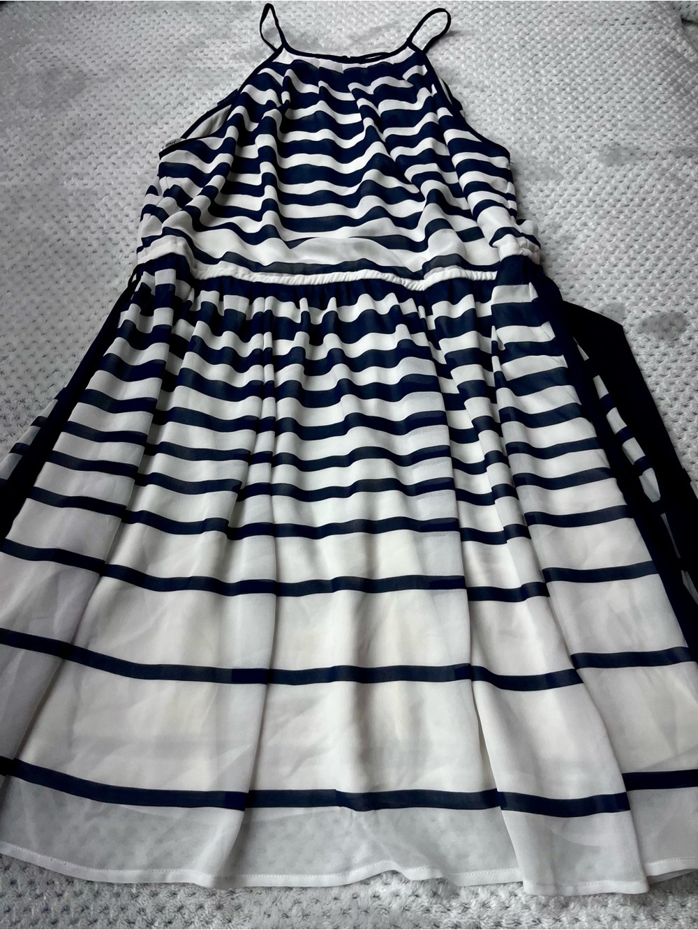 Papaya Navy and White Striped Sundress